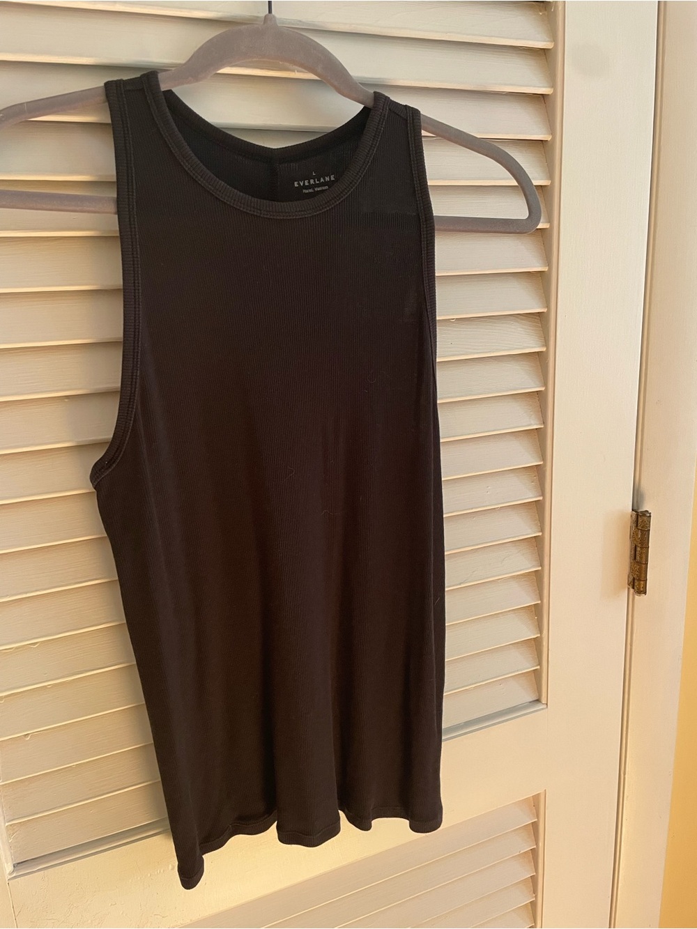 Everlane Black Ribbed Racerback Tank Size Large